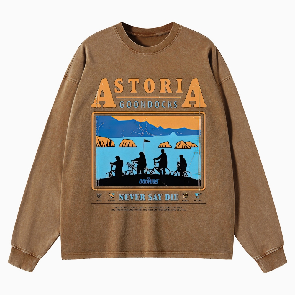 Retro Adventure Gang & Coastal Graphic Washed Long-Sleeved T-Shirt