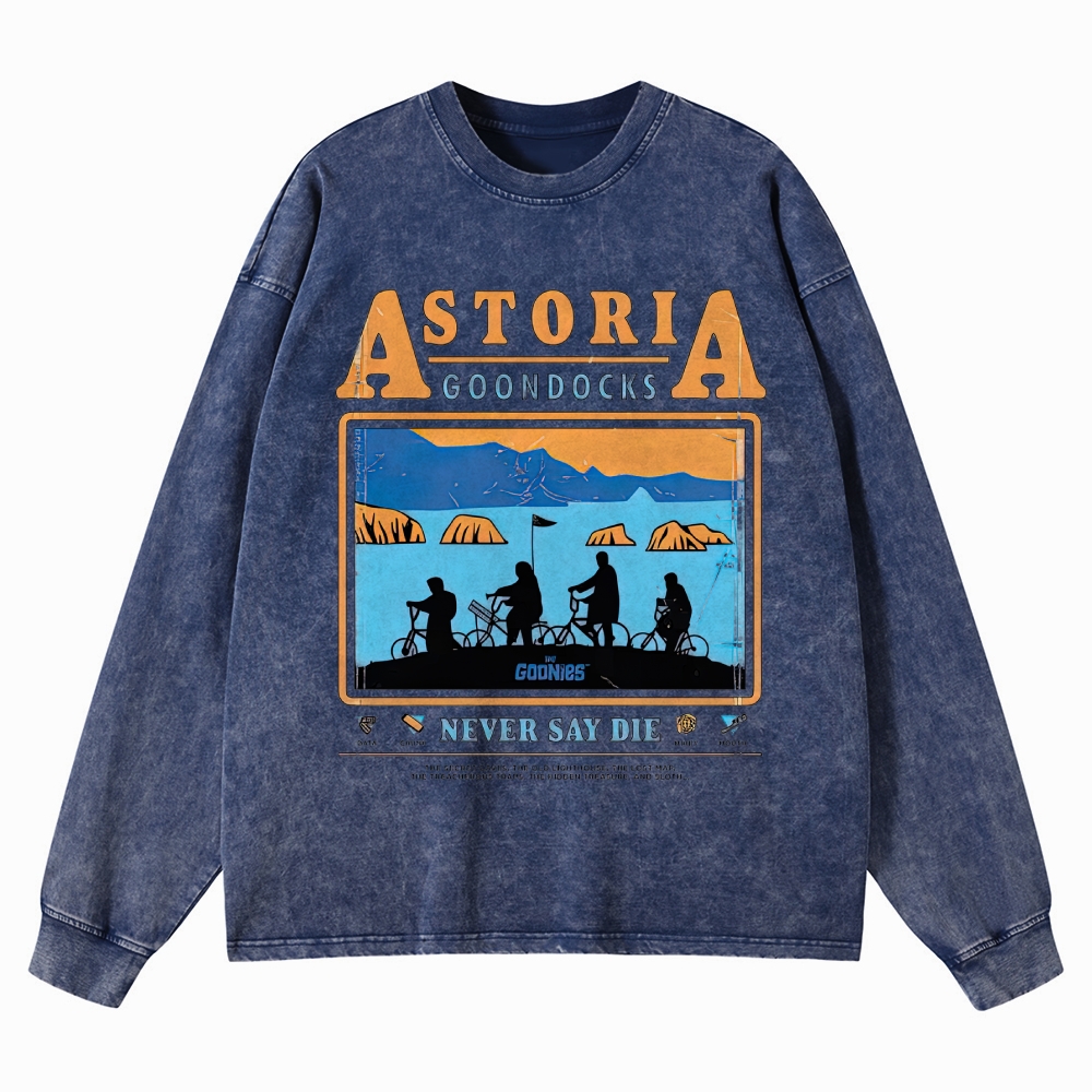 Retro Adventure Gang & Coastal Graphic Washed Long-Sleeved T-Shirt