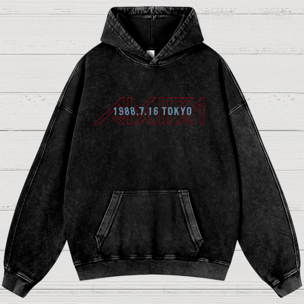 Cyberpunk Anime Typography Retro Washed Hoodies