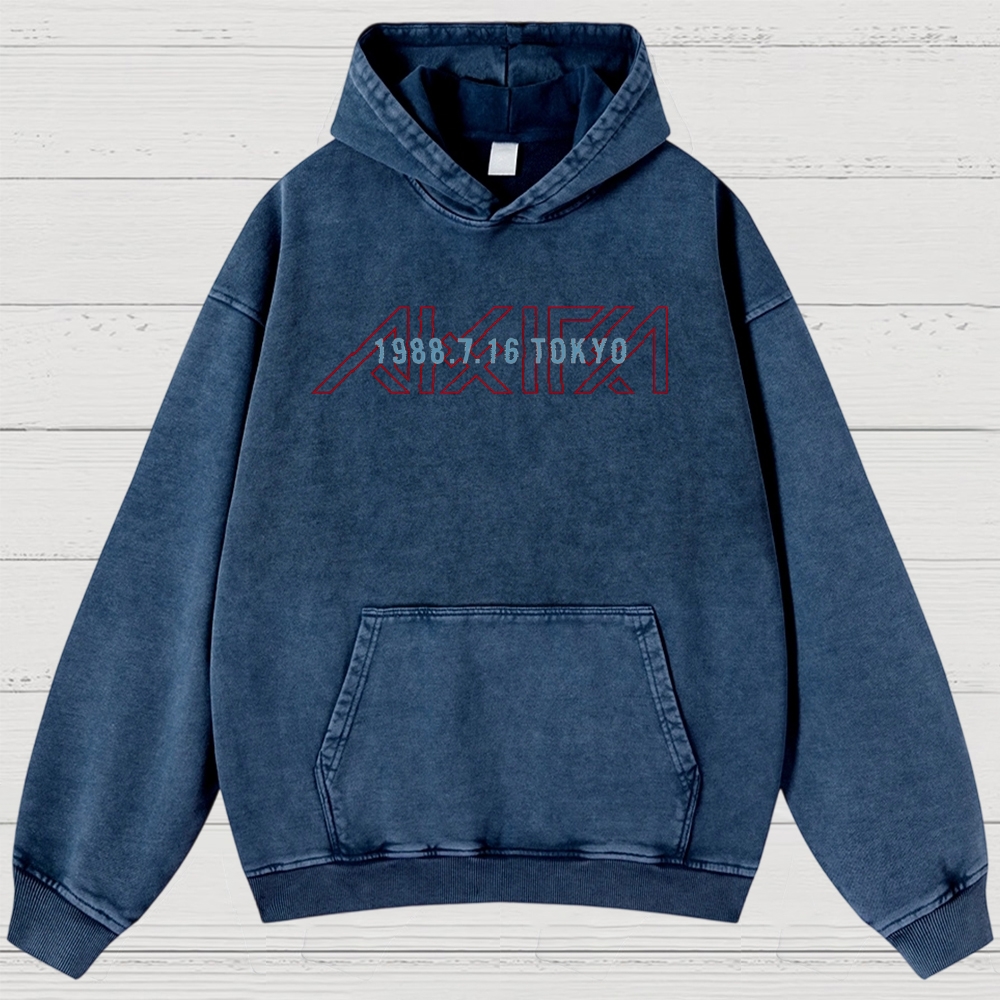 Cyberpunk Anime Typography Retro Washed Hoodies