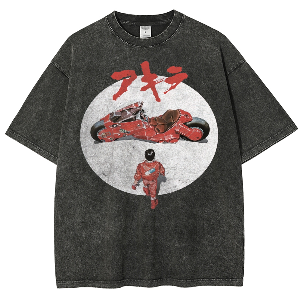 Cyberpunk Motorcycle & Lone Hero Washed T-Shirt