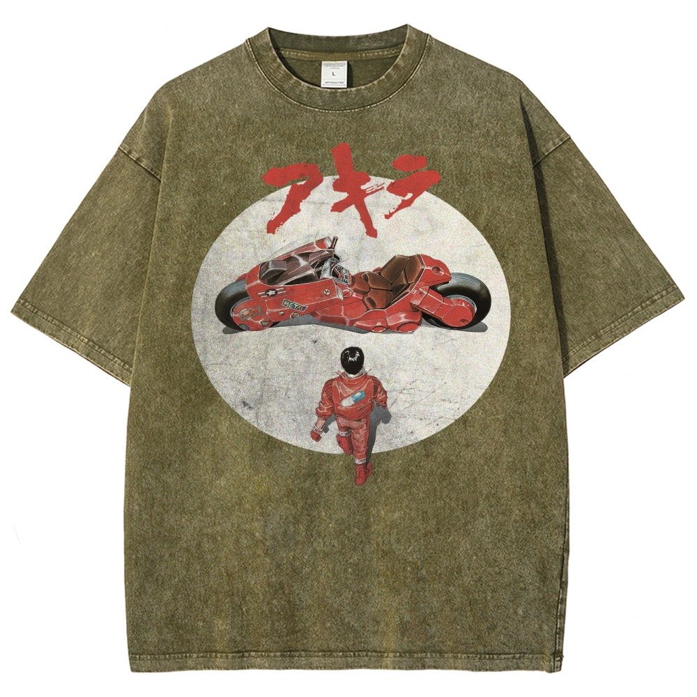 Cyberpunk Motorcycle & Lone Hero Washed T-Shirt