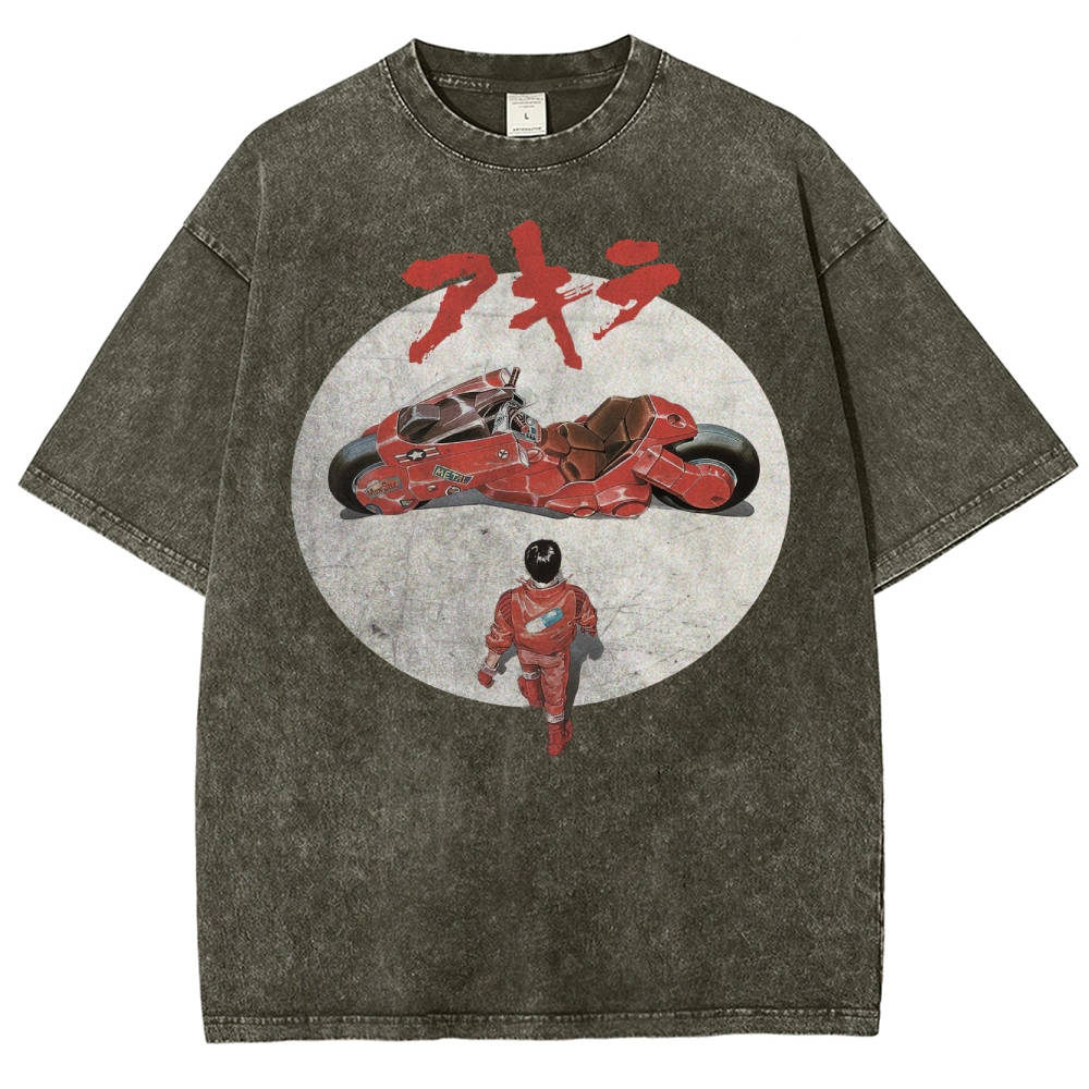 Cyberpunk Motorcycle & Lone Hero Washed T-Shirt
