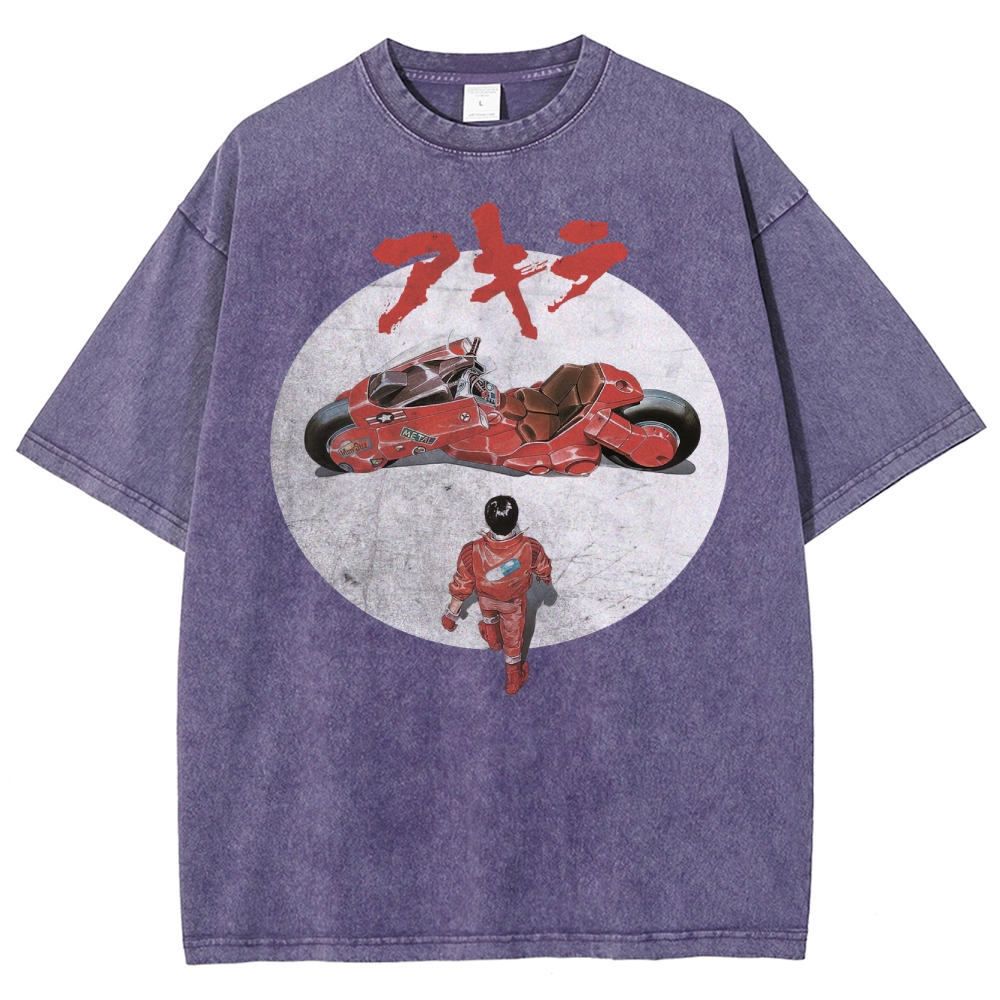 Cyberpunk Motorcycle & Lone Hero Washed T-Shirt