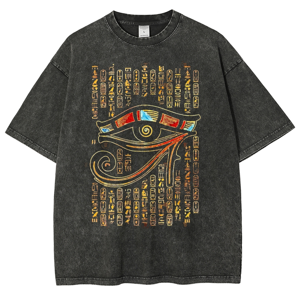 Ancient Egyptian Symbol & Hieroglyph Washed T-Shirt 