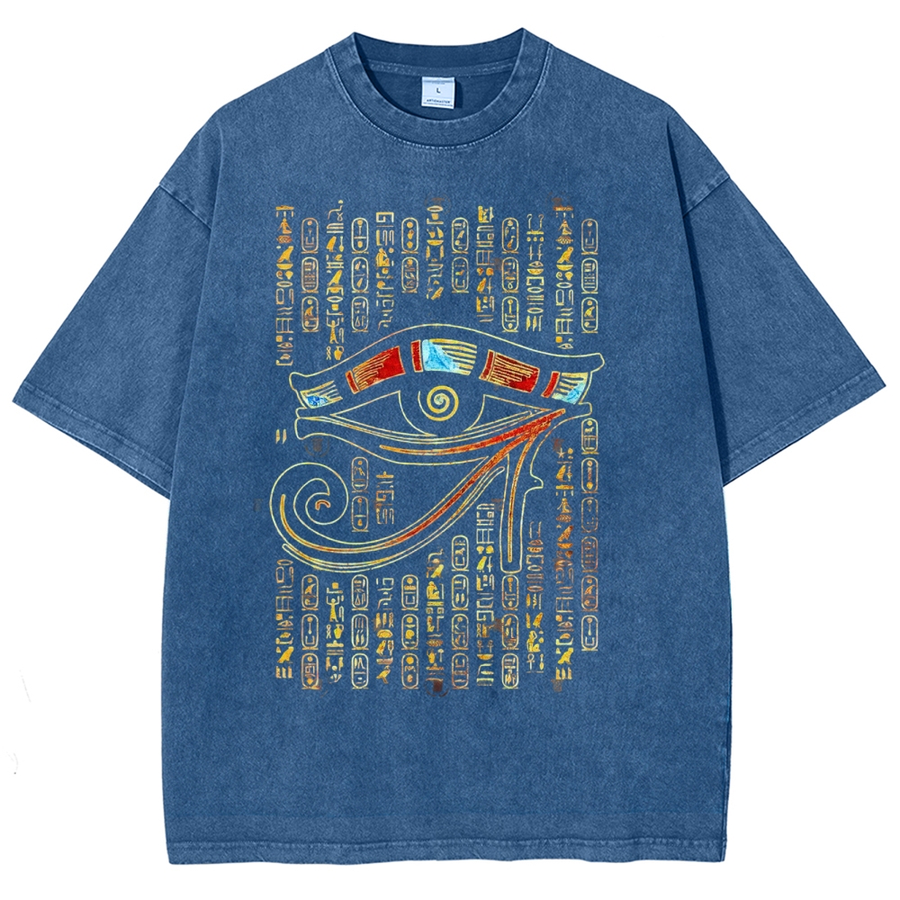 Ancient Egyptian Symbol & Hieroglyph Washed T-Shirt 