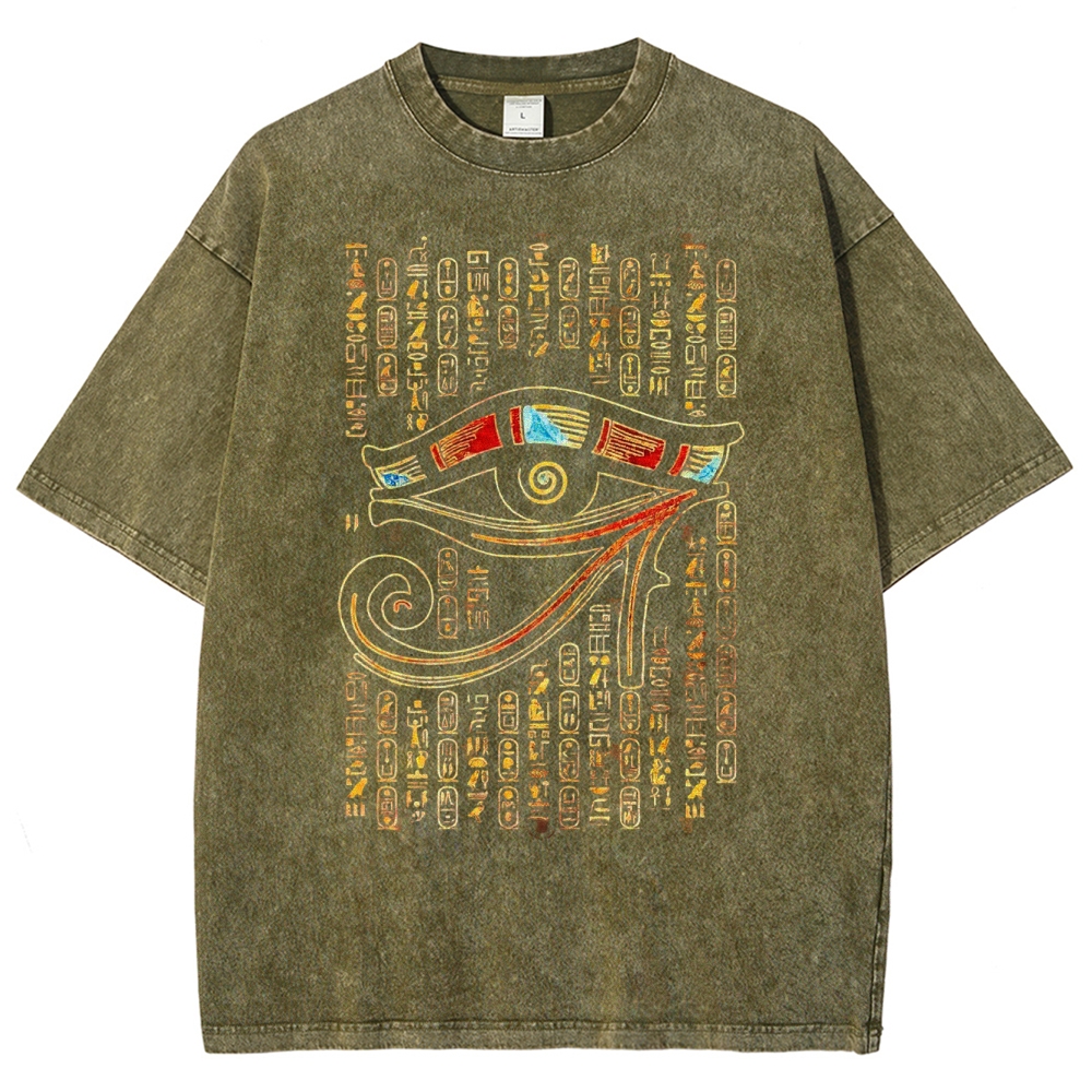 Ancient Egyptian Symbol & Hieroglyph Washed T-Shirt 