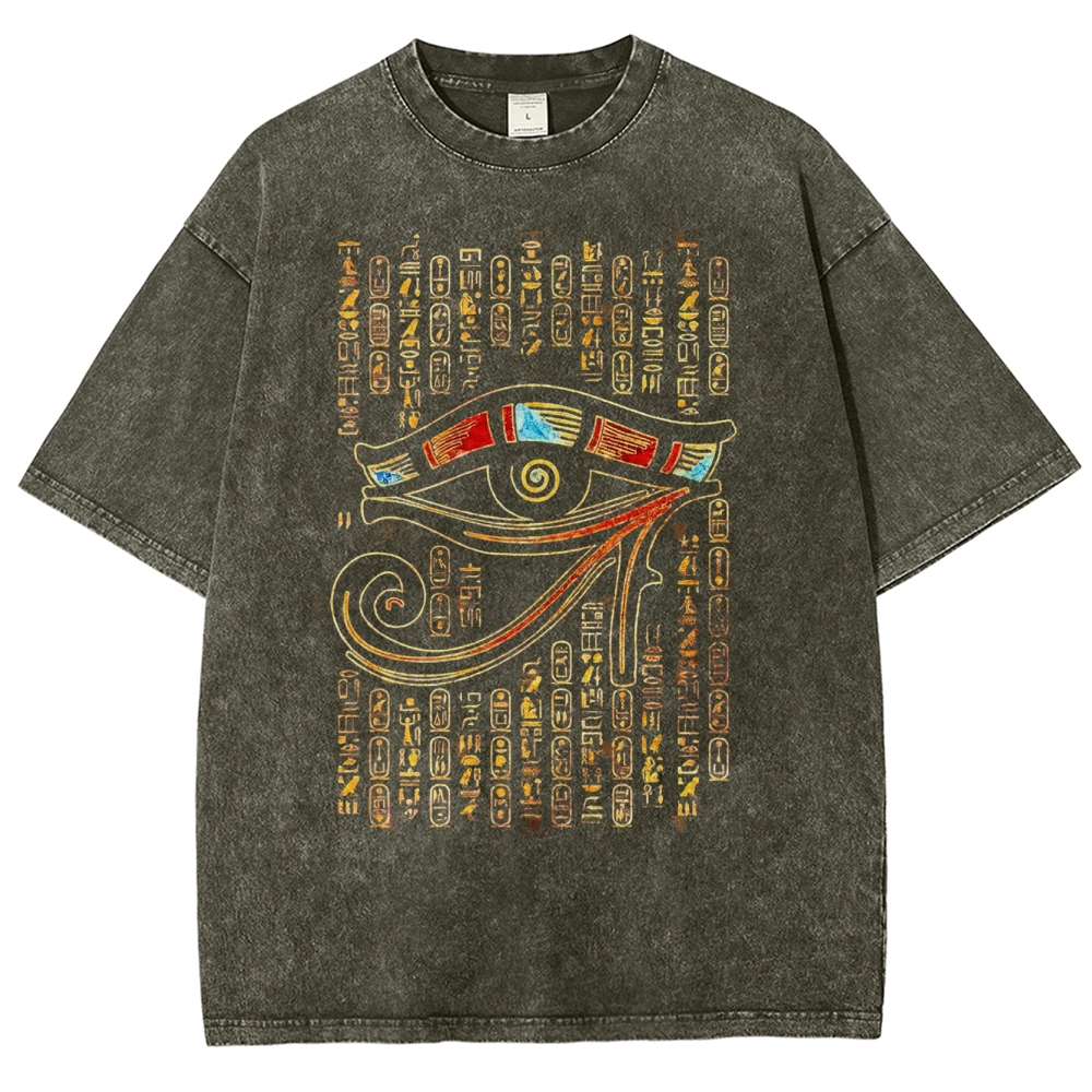 Ancient Egyptian Symbol & Hieroglyph Washed T-Shirt 
