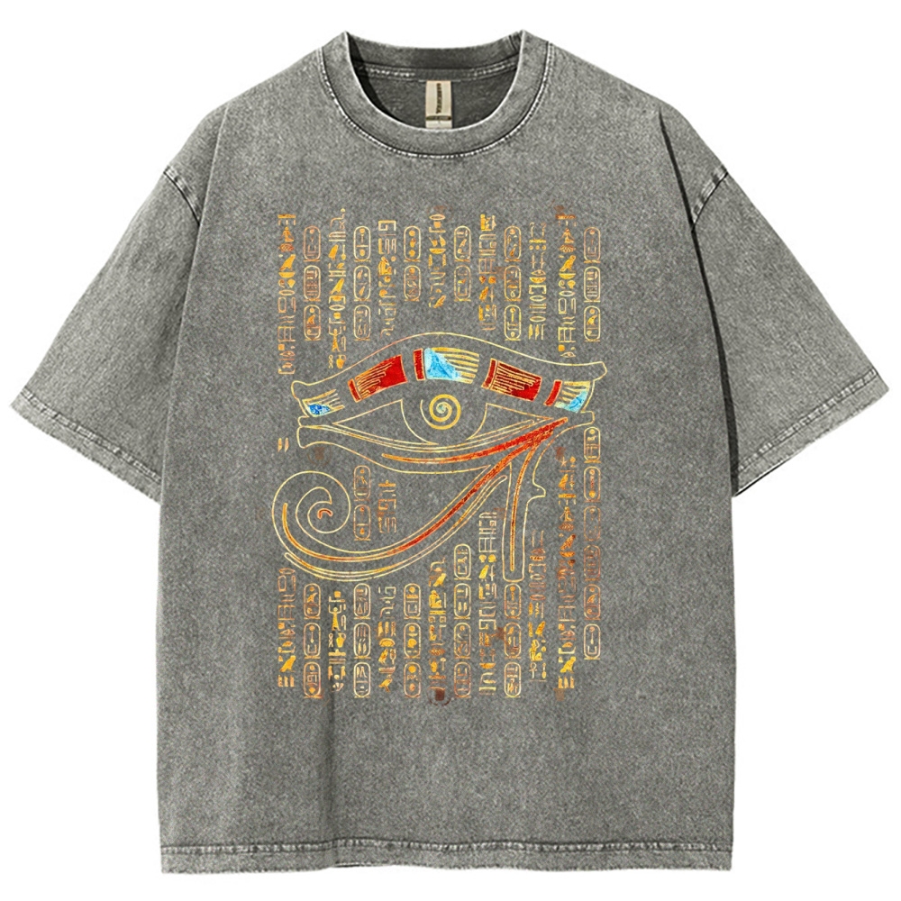 Ancient Egyptian Symbol & Hieroglyph Washed T-Shirt 