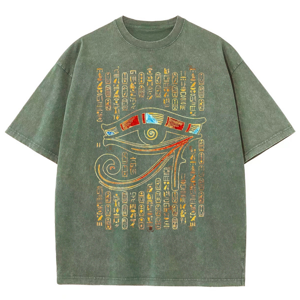 Ancient Egyptian Symbol & Hieroglyph Washed T-Shirt 