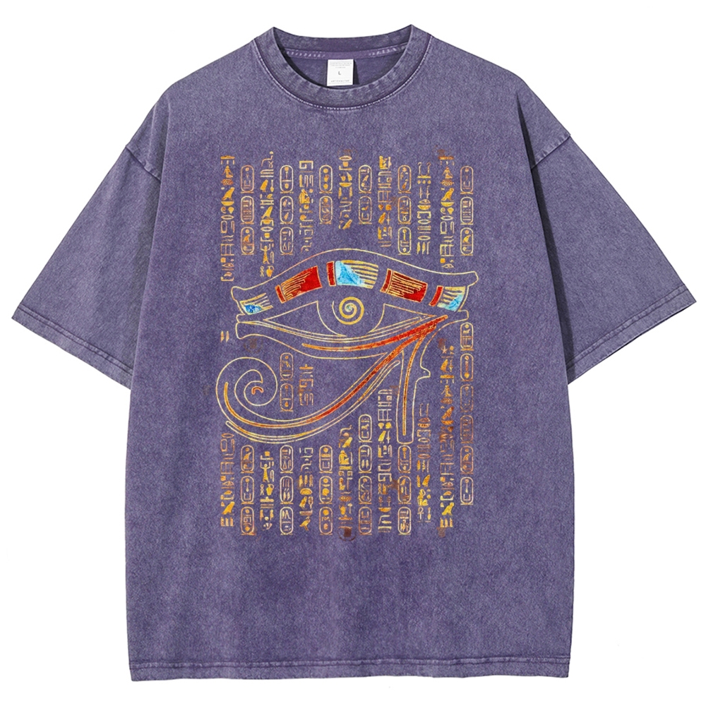 Ancient Egyptian Symbol & Hieroglyph Washed T-Shirt 