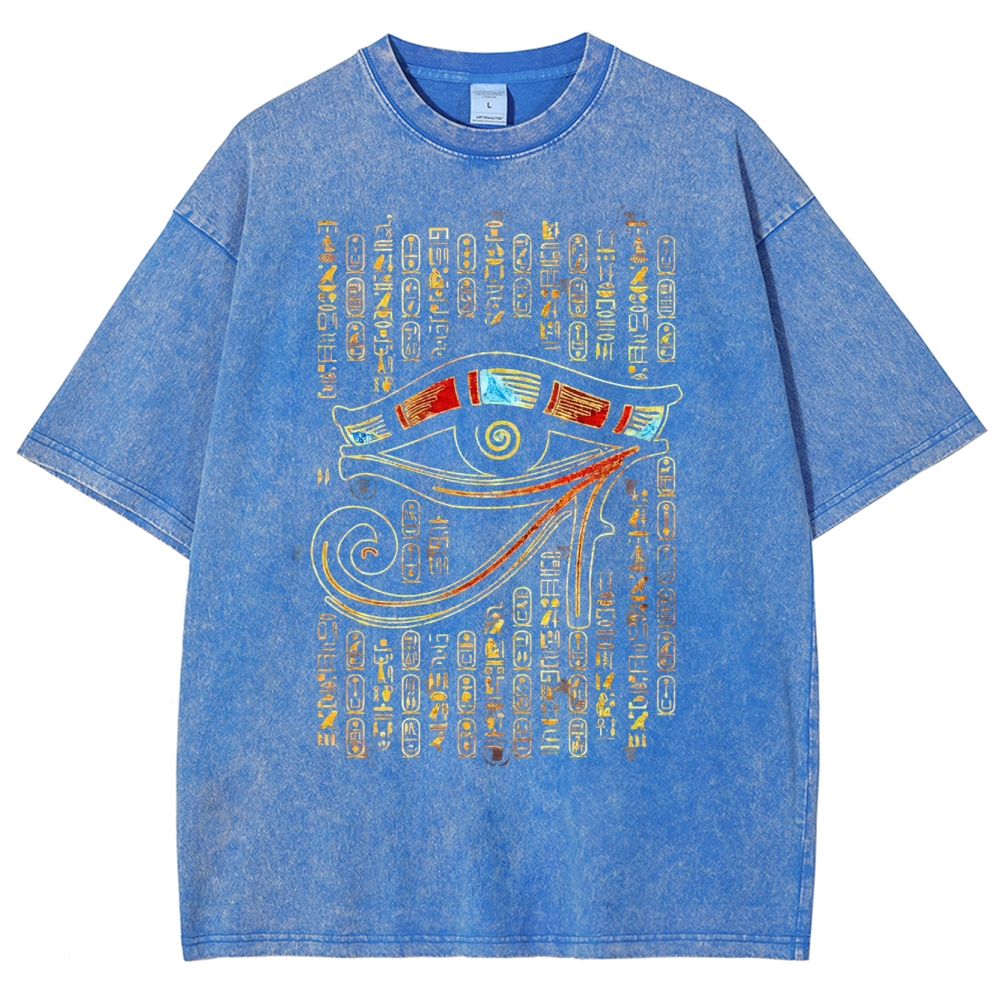 Ancient Egyptian Symbol & Hieroglyph Washed T-Shirt 