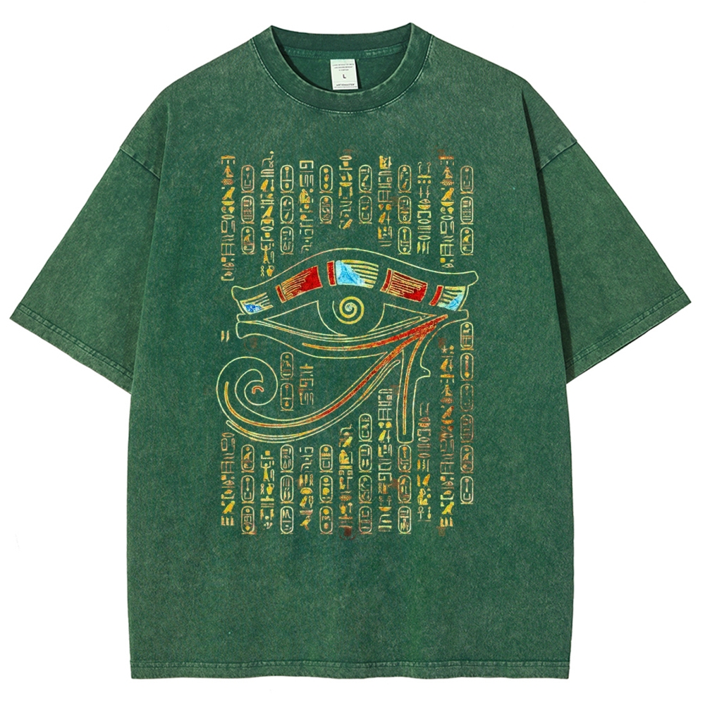 Ancient Egyptian Symbol & Hieroglyph Washed T-Shirt 