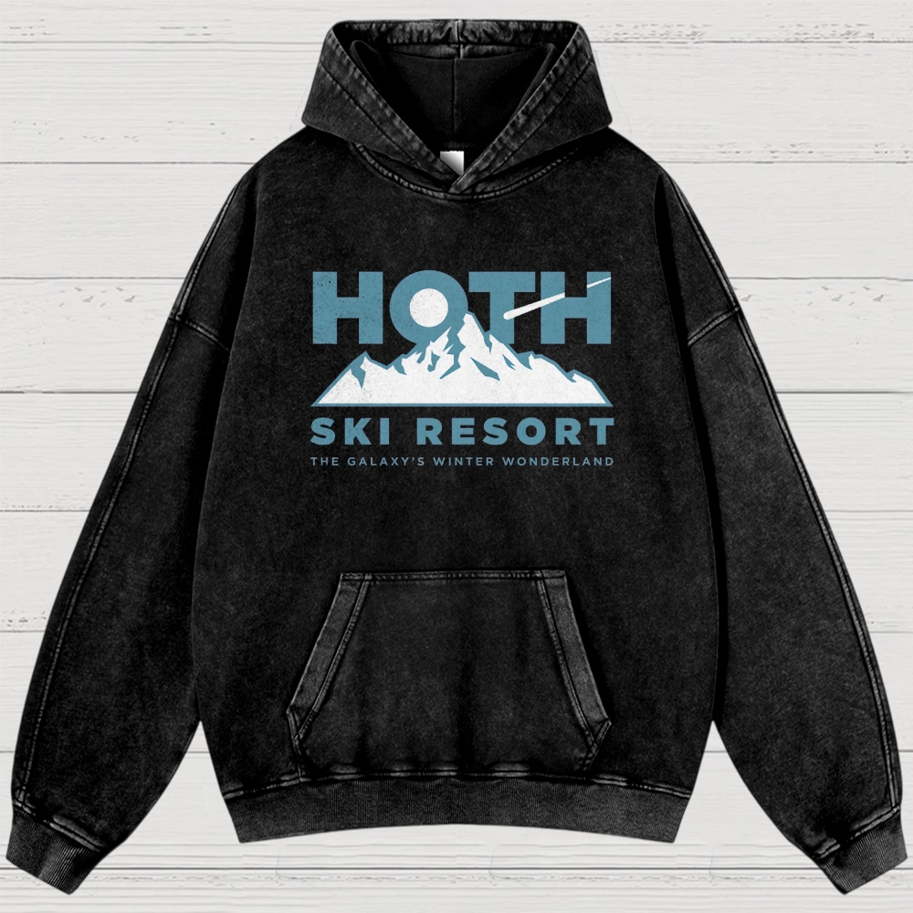 Sci-Fi Winter Resort Graphic Retro Washed Hoodies