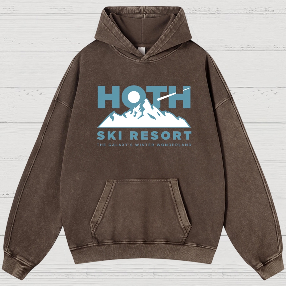 Sci-Fi Winter Resort Graphic Retro Washed Hoodies