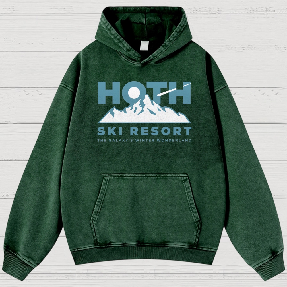 Sci-Fi Winter Resort Graphic Retro Washed Hoodies