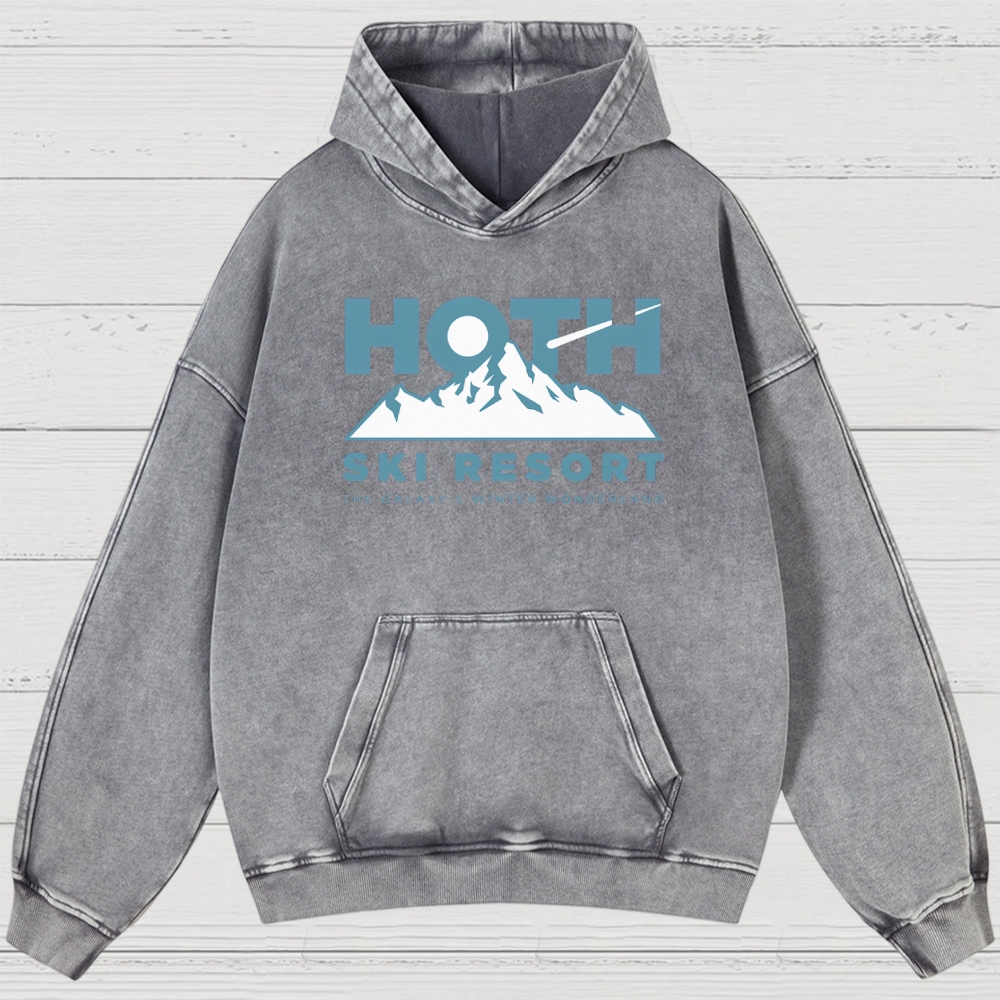 Sci-Fi Winter Resort Graphic Retro Washed Hoodies