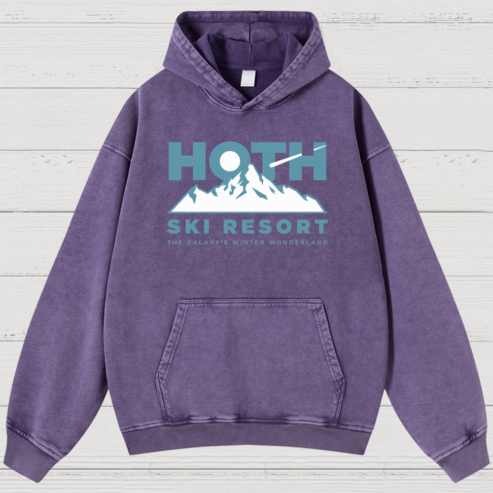 Sci-Fi Winter Resort Graphic Retro Washed Hoodies