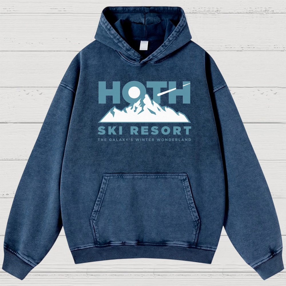 Sci-Fi Winter Resort Graphic Retro Washed Hoodies