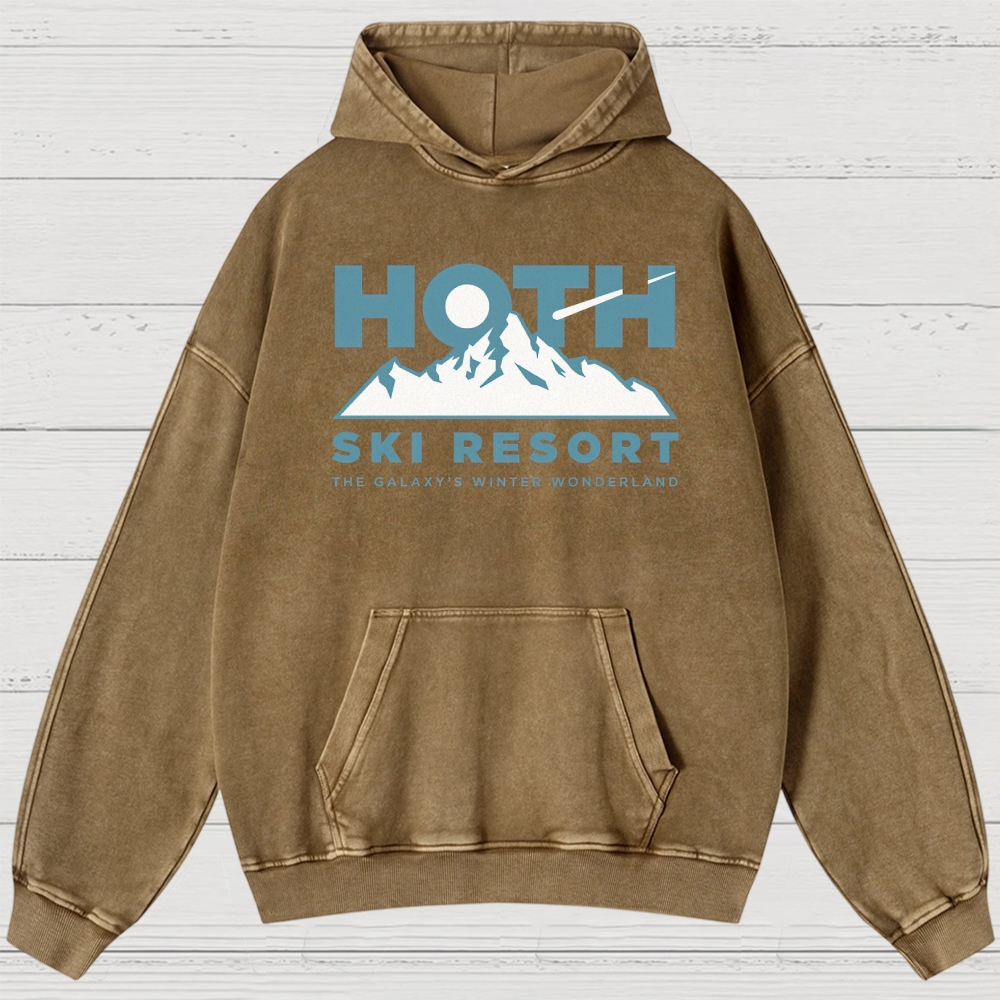 Sci-Fi Winter Resort Graphic Retro Washed Hoodies