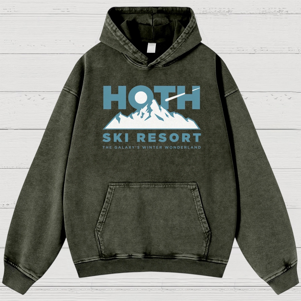 Sci-Fi Winter Resort Graphic Retro Washed Hoodies