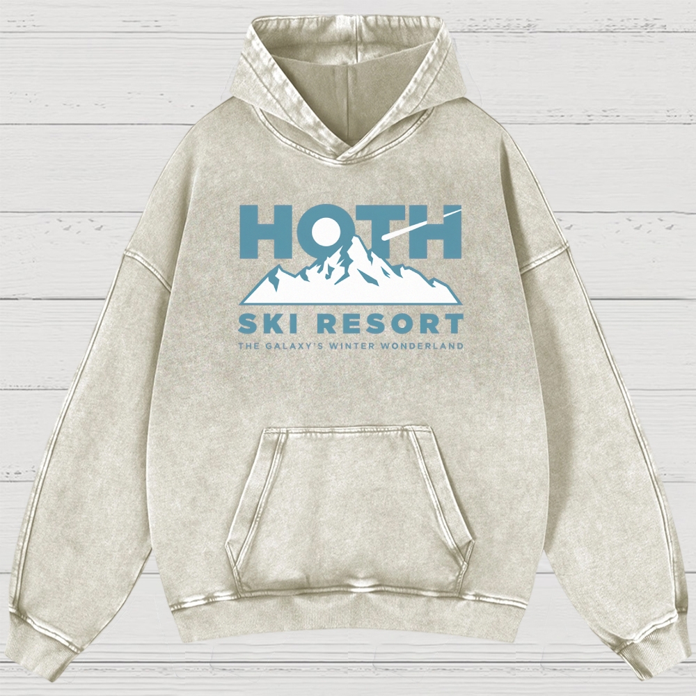Sci-Fi Winter Resort Graphic Retro Washed Hoodies