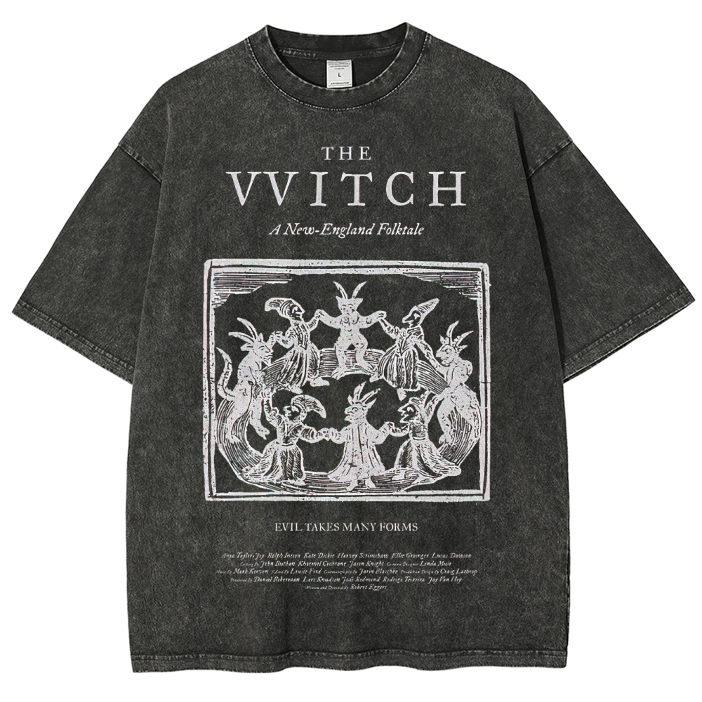 Folk Horror Witchcraft Graphic Retro Washed T-Shirt