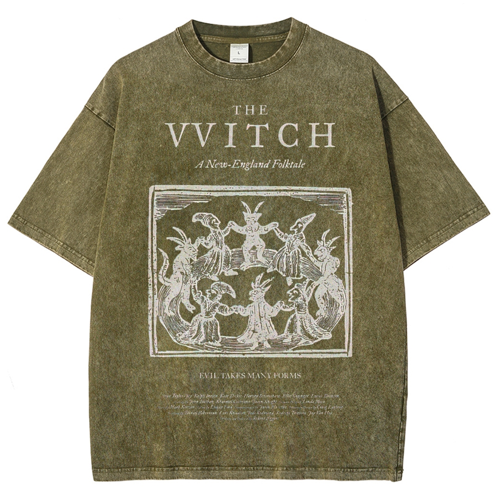 Folk Horror Witchcraft Graphic Retro Washed T-Shirt