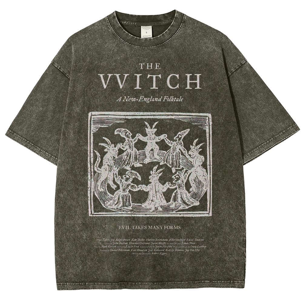 Folk Horror Witchcraft Graphic Retro Washed T-Shirt
