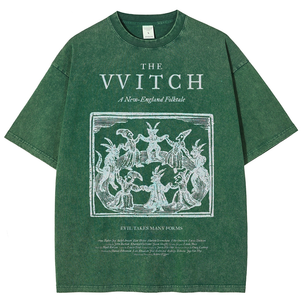 Folk Horror Witchcraft Graphic Retro Washed T-Shirt