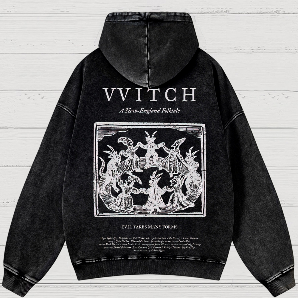 Folk Horror Witchcraft Graphic Retro Washed Hoodies