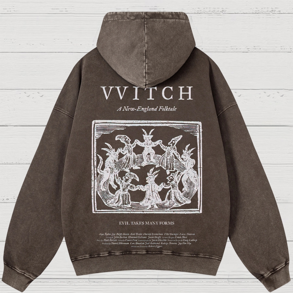 Folk Horror Witchcraft Graphic Retro Washed Hoodies