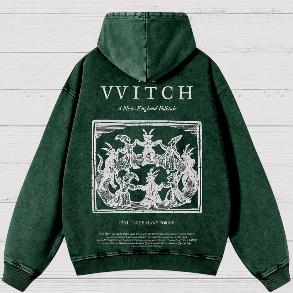 Folk Horror Witchcraft Graphic Retro Washed Hoodies