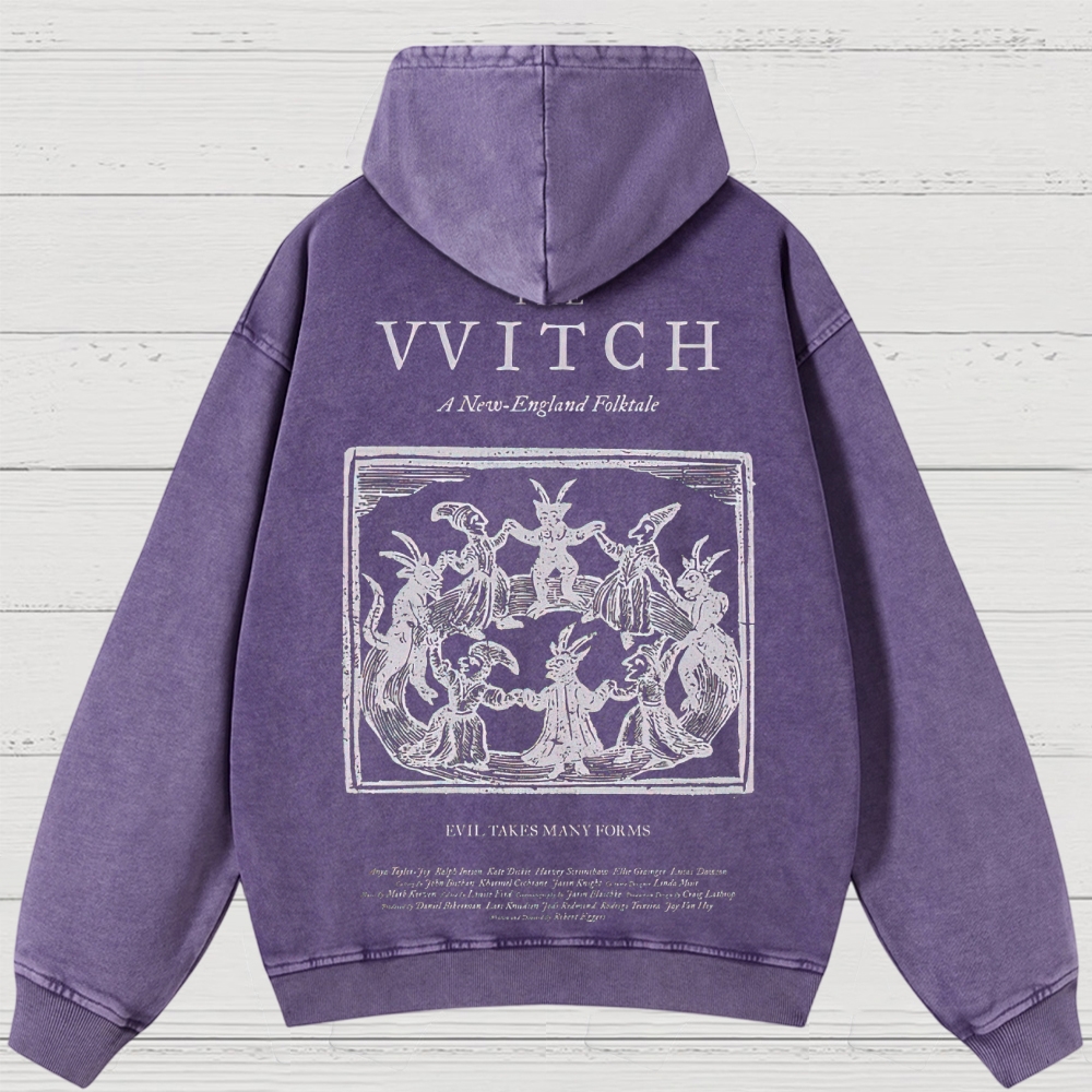 Folk Horror Witchcraft Graphic Retro Washed Hoodies