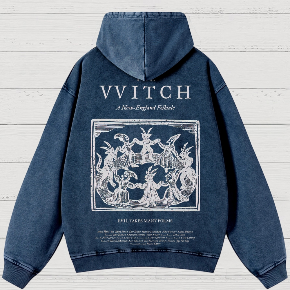 Folk Horror Witchcraft Graphic Retro Washed Hoodies