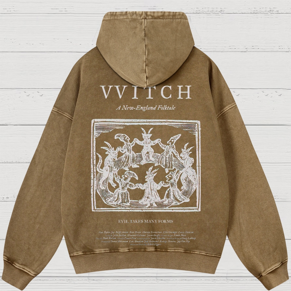 Folk Horror Witchcraft Graphic Retro Washed Hoodies