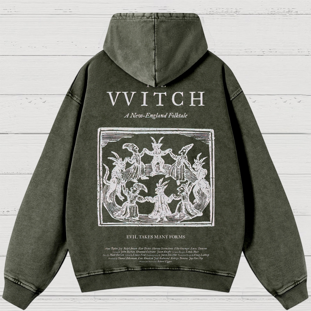 Folk Horror Witchcraft Graphic Retro Washed Hoodies