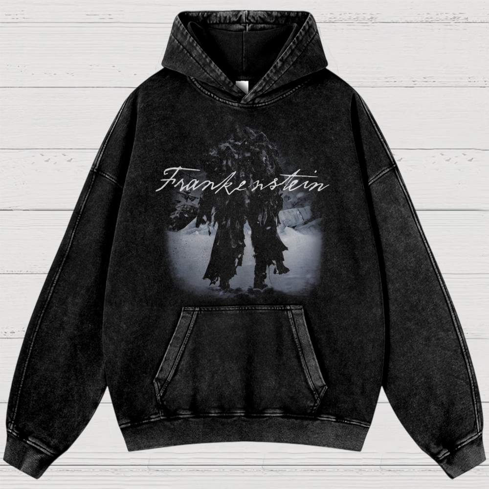 Gothic Horror Monster Graphic Retro Washed Hoodies