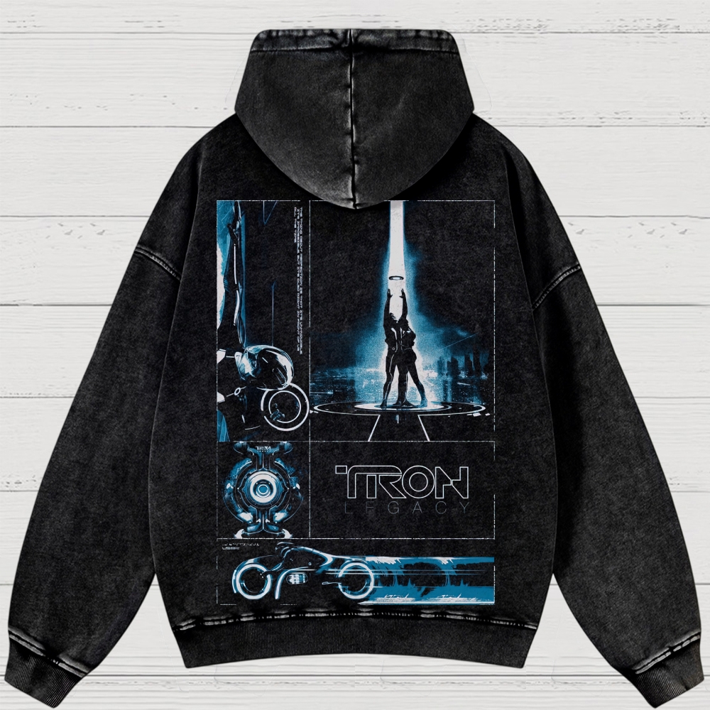 Sci-Fi Digital World Graphic Retro Washed Hoodies
