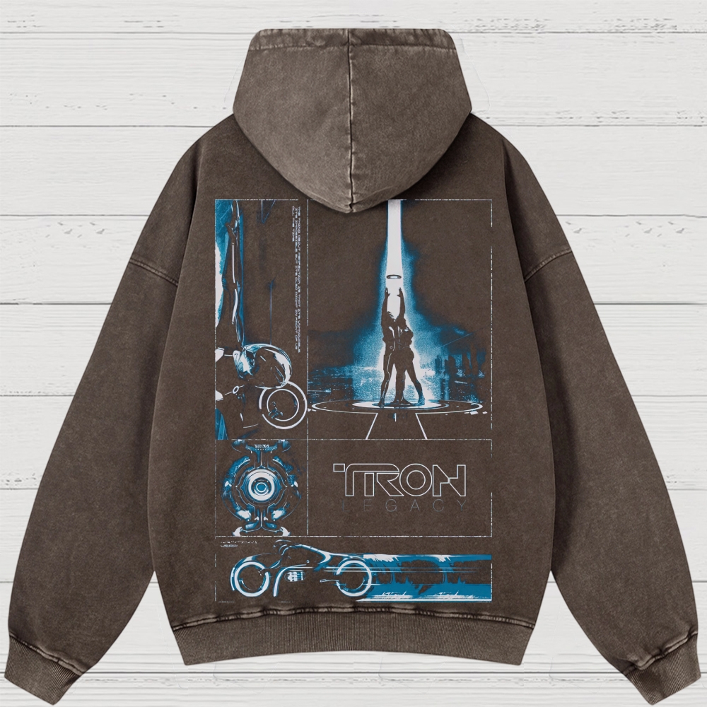 Sci-Fi Digital World Graphic Retro Washed Hoodies