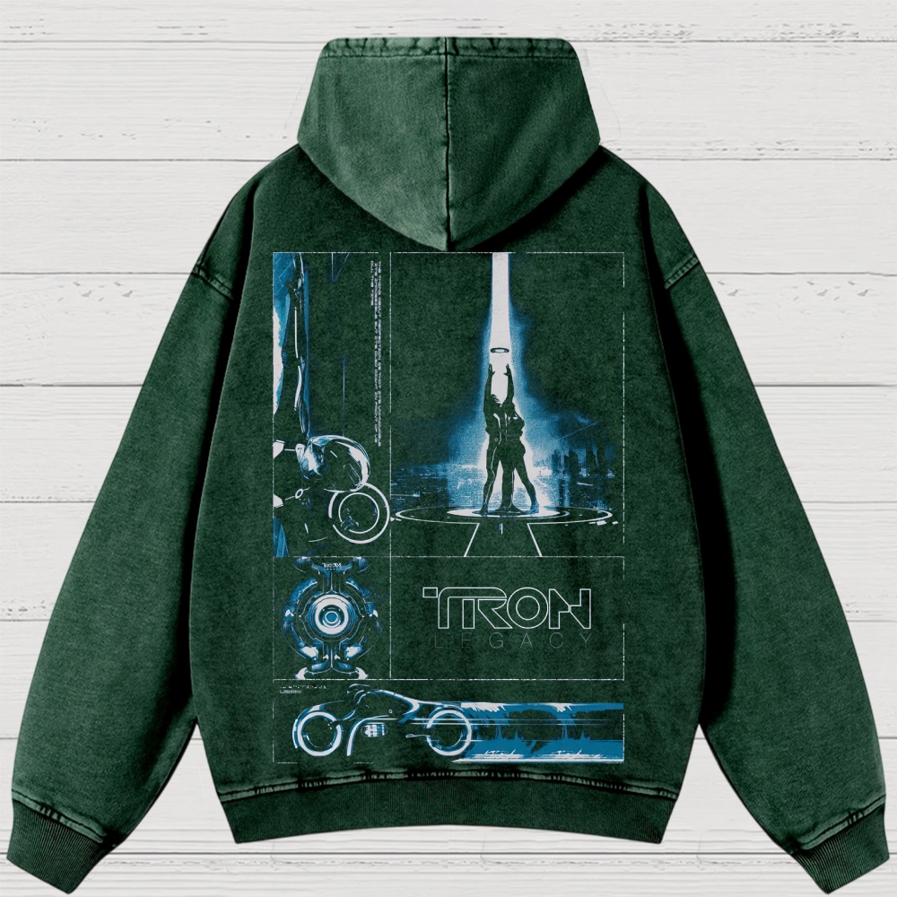 Sci-Fi Digital World Graphic Retro Washed Hoodies