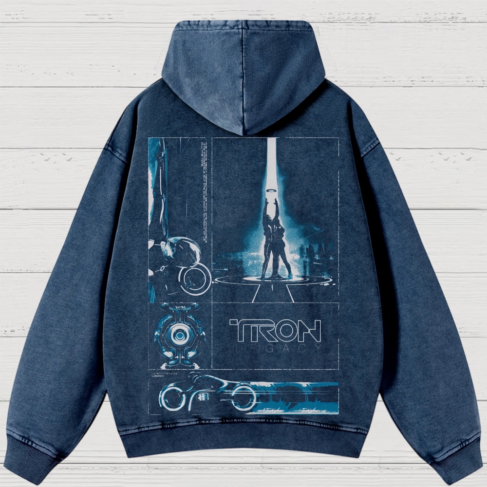 Sci-Fi Digital World Graphic Retro Washed Hoodies