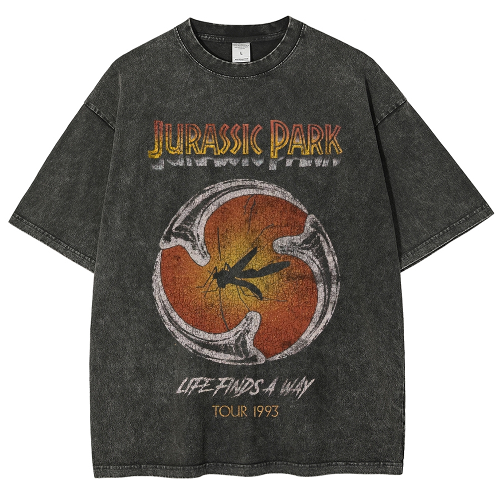 Prehistoric Insect & Slogan Graphic Retro Washed T-Shirt