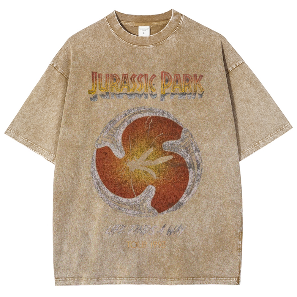 Prehistoric Insect & Slogan Graphic Retro Washed T-Shirt