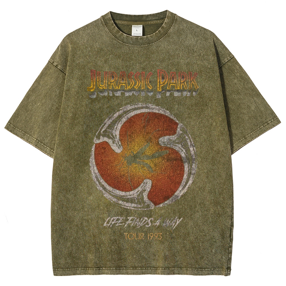 Prehistoric Insect & Slogan Graphic Retro Washed T-Shirt