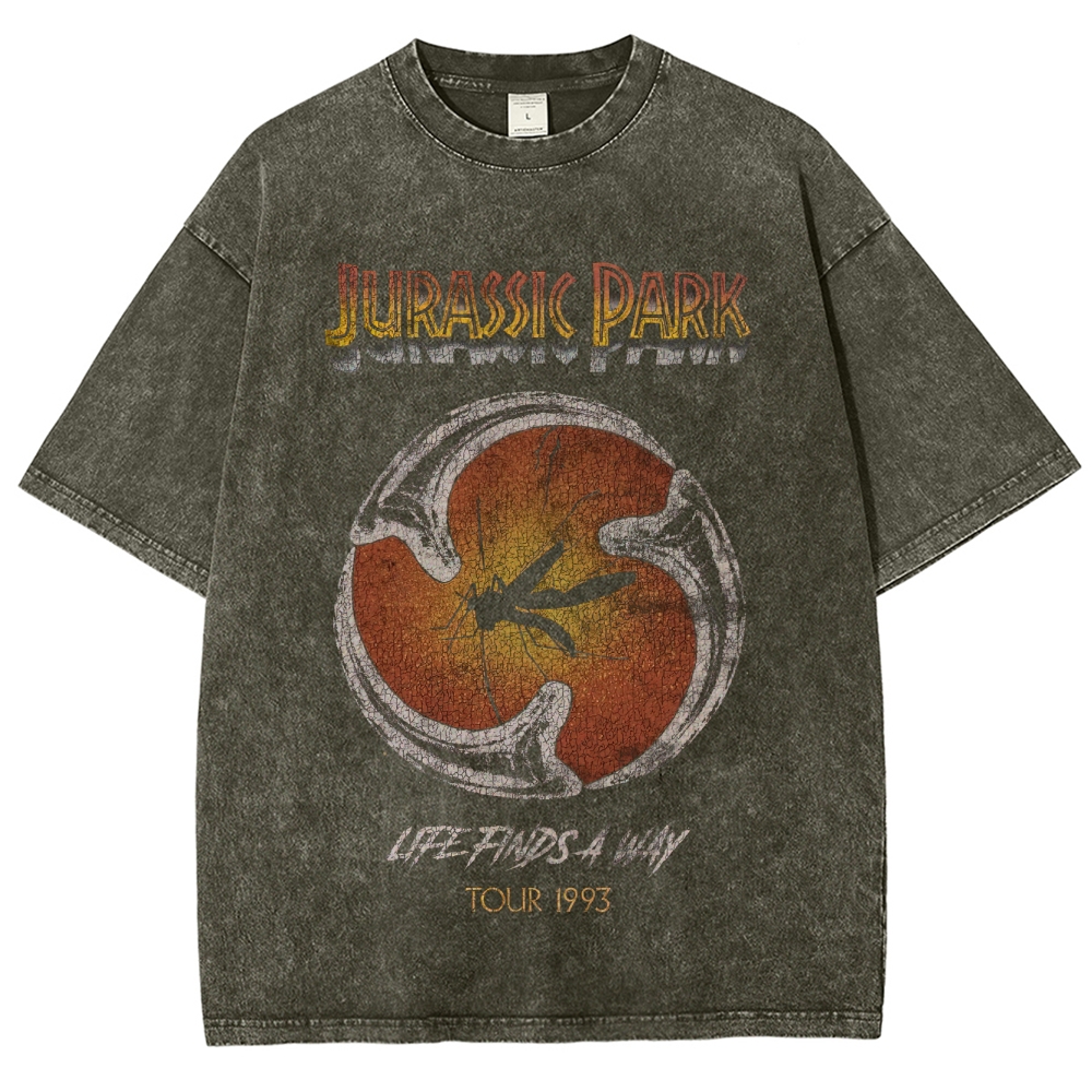 Prehistoric Insect & Slogan Graphic Retro Washed T-Shirt