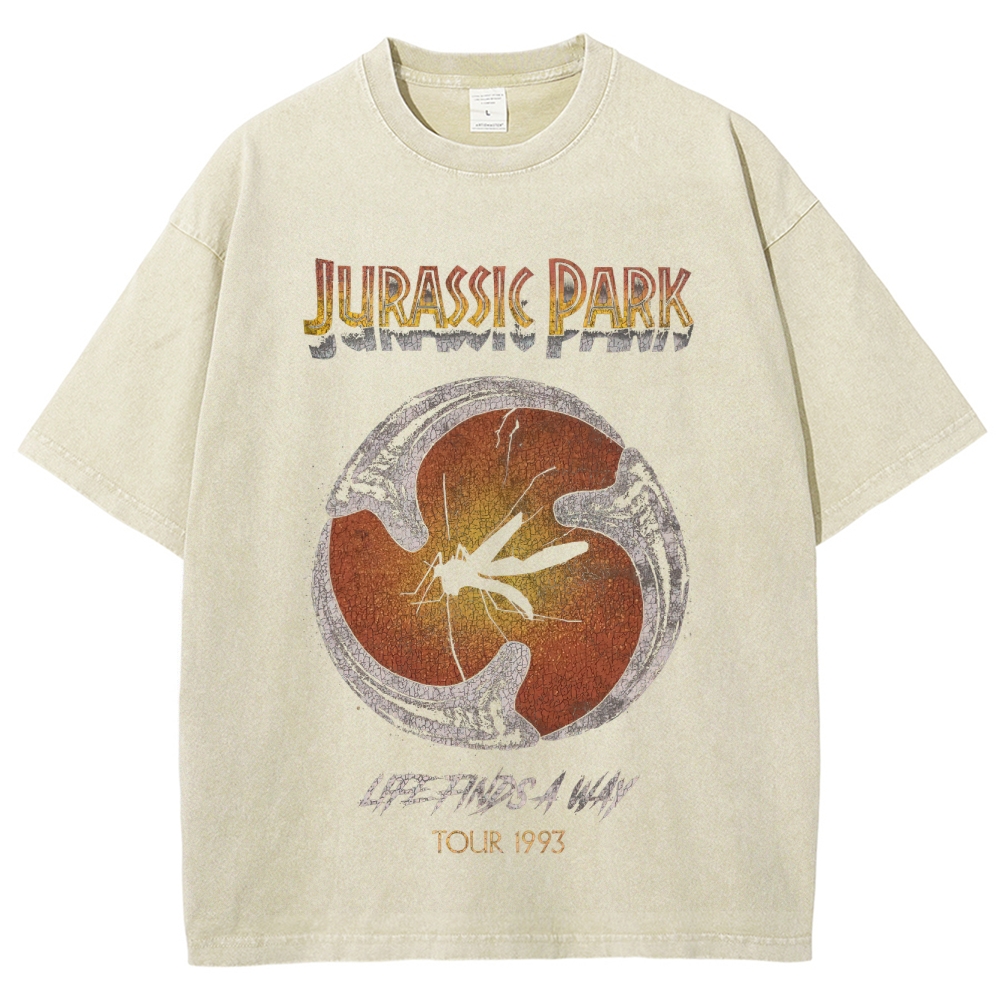 Prehistoric Insect & Slogan Graphic Retro Washed T-Shirt