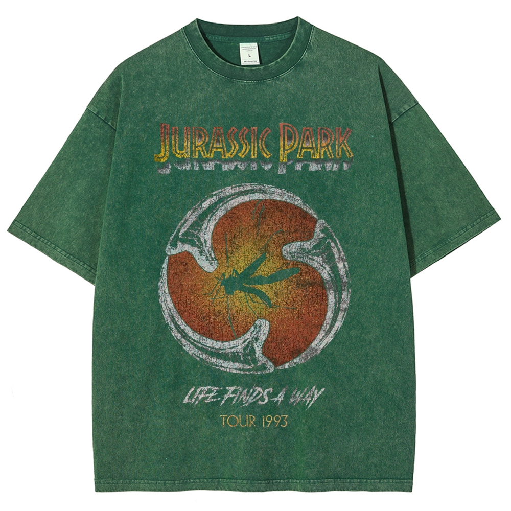 Prehistoric Insect & Slogan Graphic Retro Washed T-Shirt
