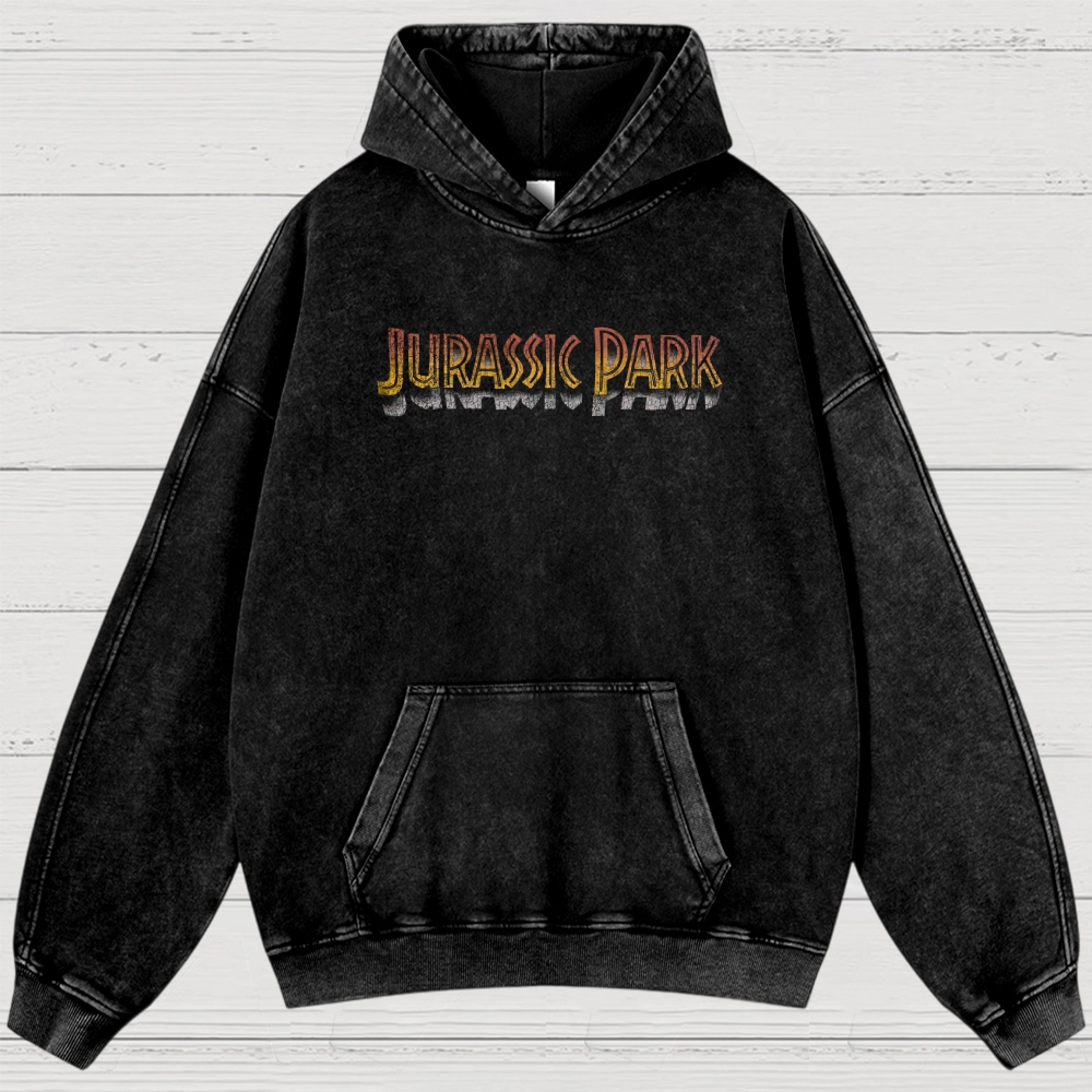 Prehistoric Insect & Slogan Graphic Retro Washed Hoodies