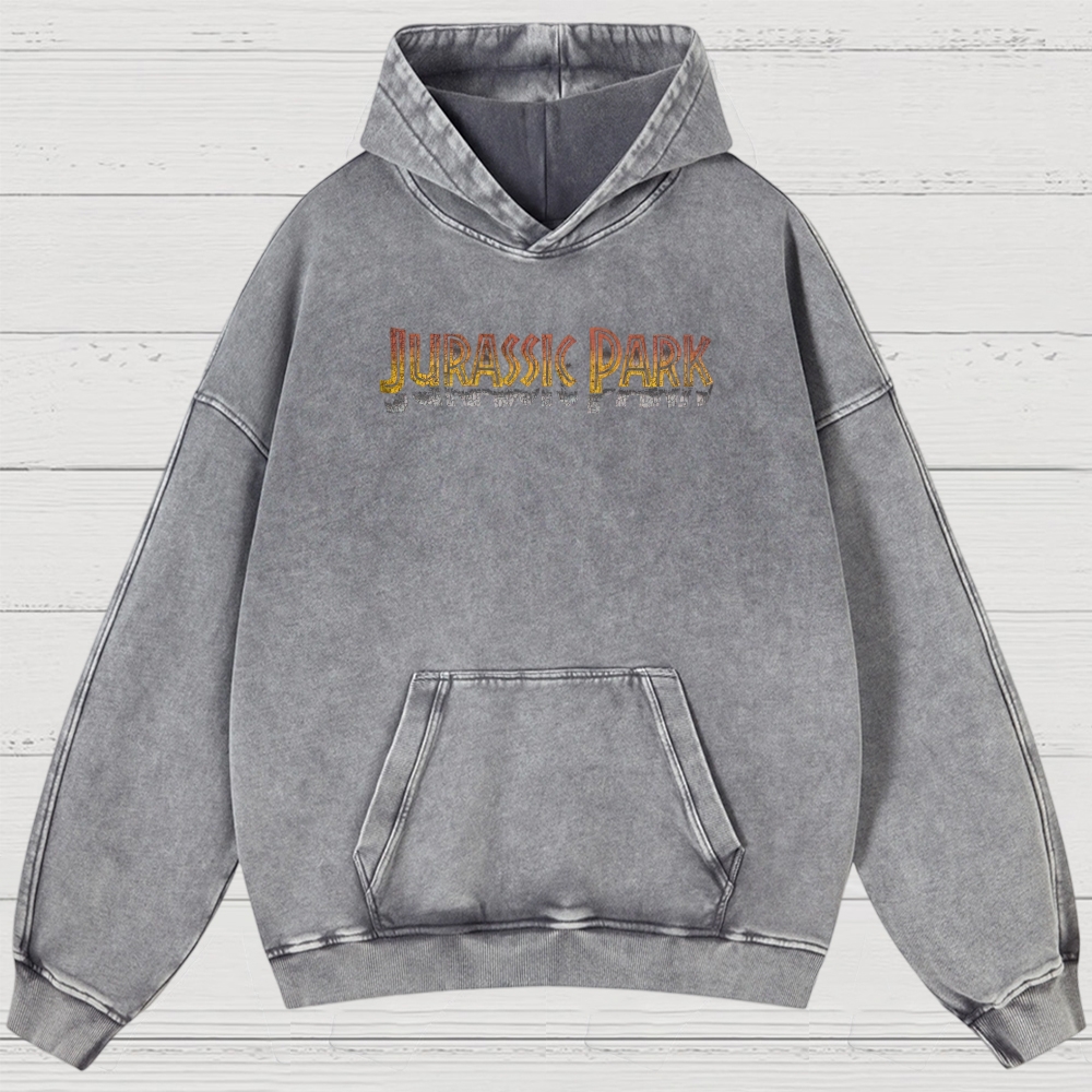 Prehistoric Insect & Slogan Graphic Retro Washed Hoodies